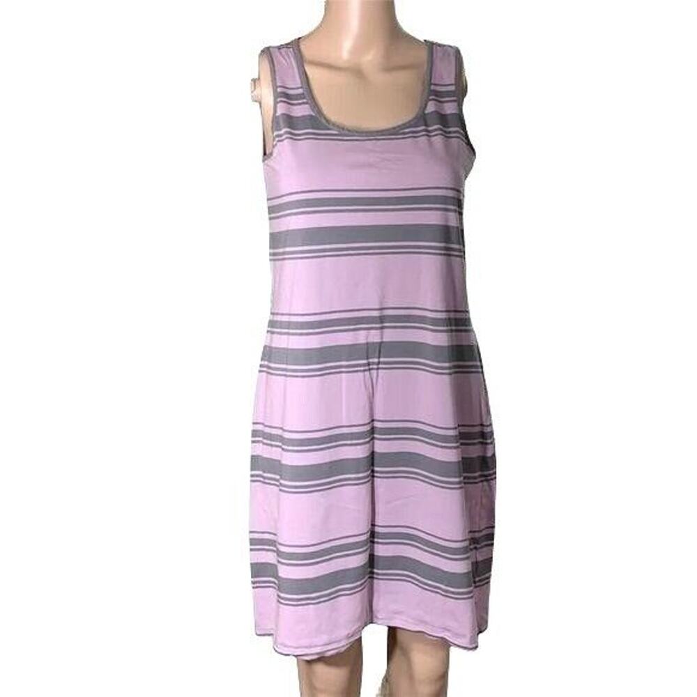 Horny Toad Womens Sundress Sleeveless Striped Pullover Keyhole Purple Small